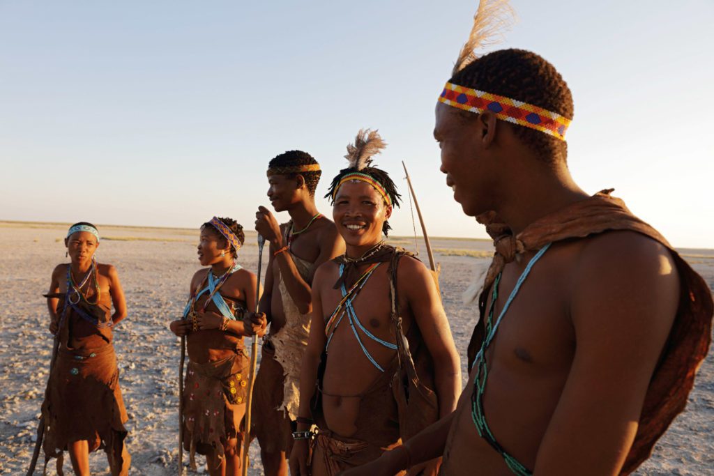Bushman guides on a uniqe safari tour in Makgadikgadi, Botswana