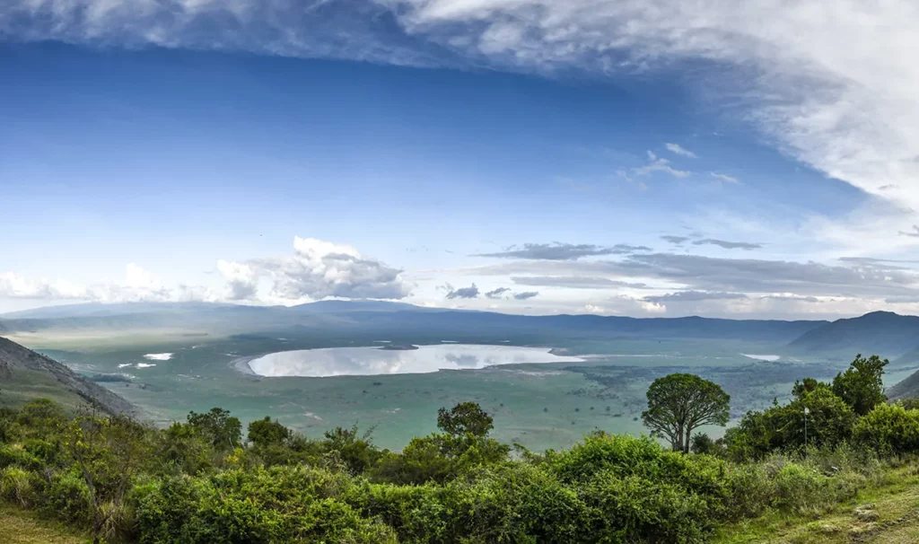 View of the Ngorongoro Crater from the crater rim