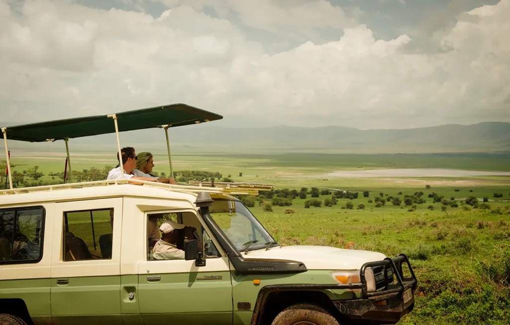 Game drive in a closed vehicle in Ngorongoro Crater