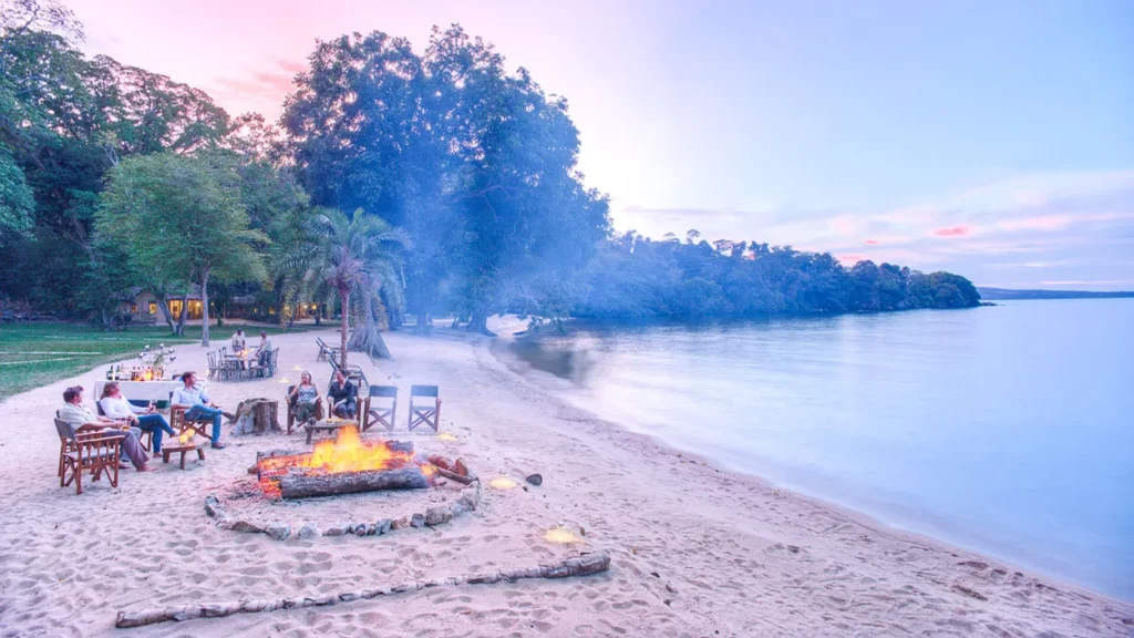 Sunset beach barbecue on the shores of Lake Victoria at Rubondo Island