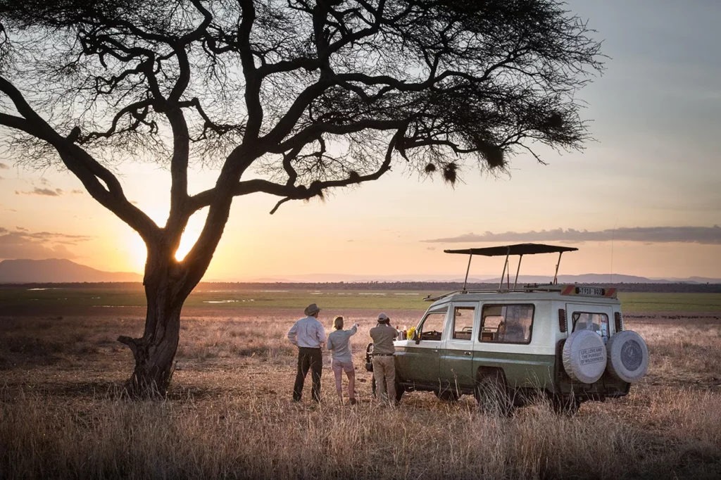 Sundowners at the end of a game drive in Tarangire National Park