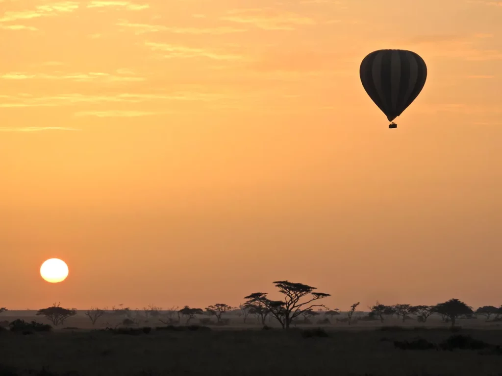 Hot air ballon at dawn in Tarangire National Park