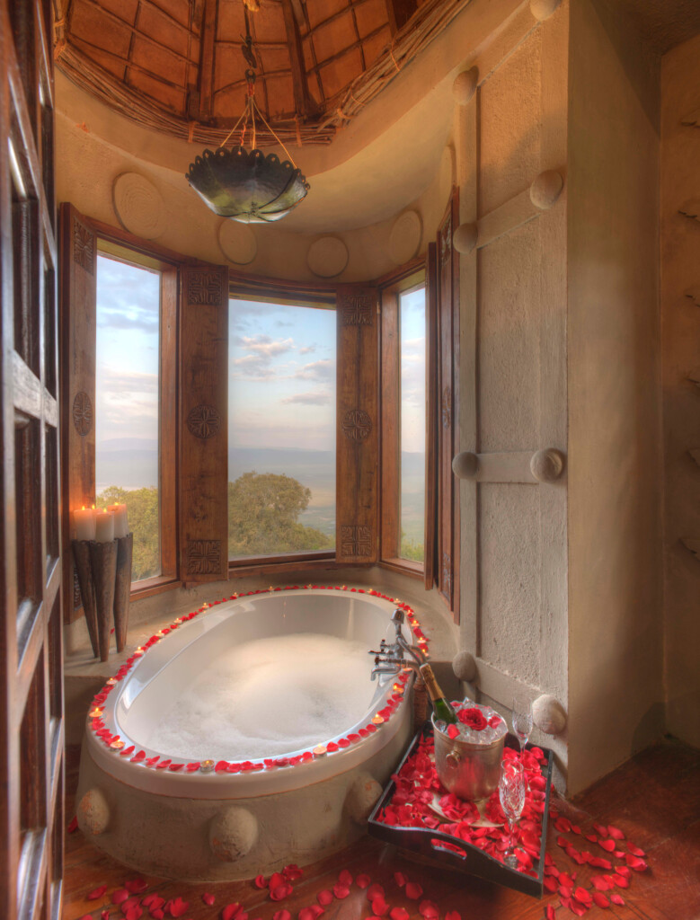 And Beyond Ngorongoro Crater Lodge, bath with a view