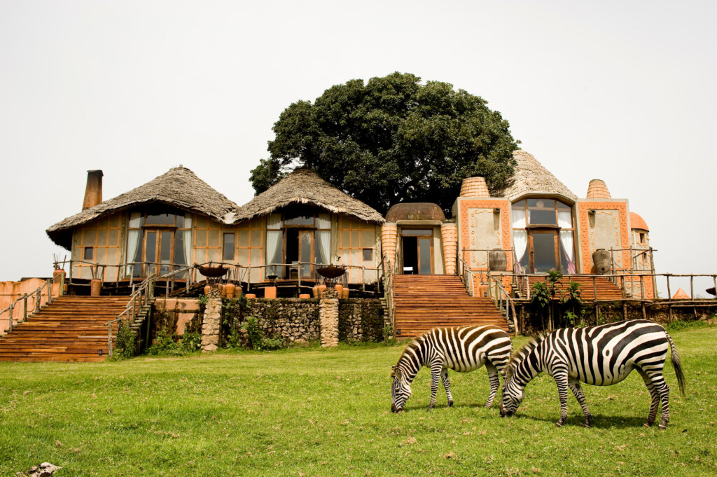 And Beyond Ngorongoro Crater Lodge, looking back up at the lodge external view