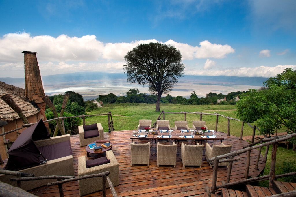 And Beyond Ngorongoro Crater Lodge, view from patio at lunch time